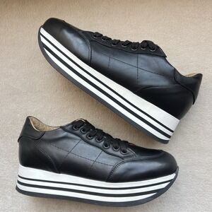 Michele Lopriore Stella Black Leather Sneakers Shoes Women EU 40 US 9.5 Platform